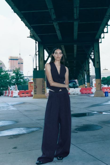 Zara mujer chaleco cruzado en la espalda de la colección zw BDP8J189 ropa índigo