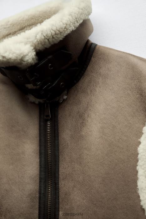 Zara mujer chaleco de doble cara de la colección zw BDP8J190 ropa marrón/topo