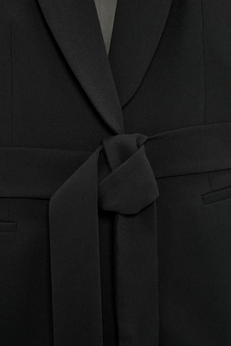 Zara mujer chaleco de esmoquin con cinturón BDP8J198 ropa negro