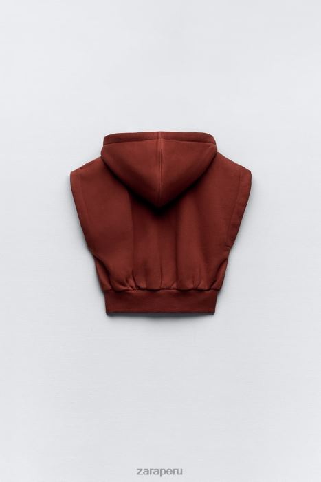 Zara mujer chaleco de felpa con capucha BDP8J194 ropa rojizo