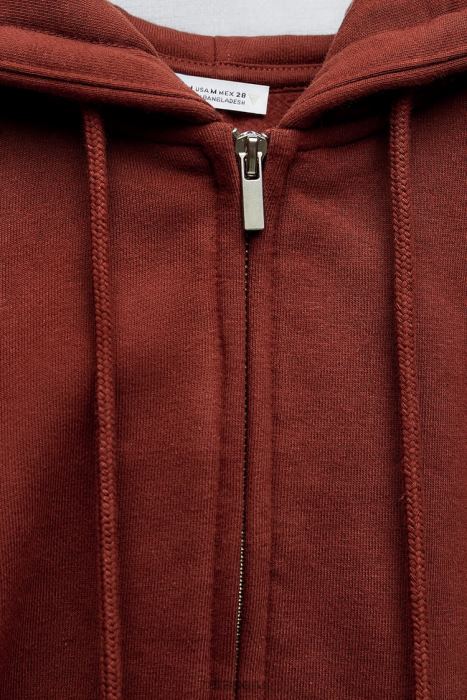 Zara mujer chaleco de felpa con capucha BDP8J194 ropa rojizo