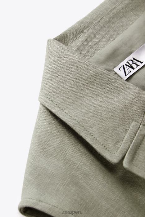 Zara mujer chaleco de lino con cinturón BDP8J210 ropa verde claro