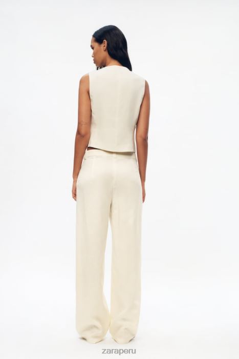 Zara mujer chaleco de mezcla de lino BDP8J224 ropa vainilla
