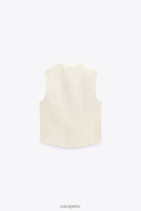 Zara mujer chaleco de mezcla de lino BDP8J224 ropa vainilla