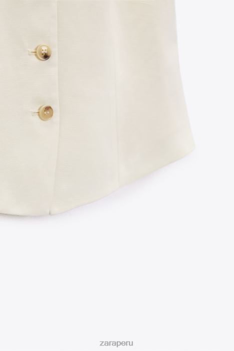 Zara mujer chaleco de mezcla de lino BDP8J224 ropa vainilla