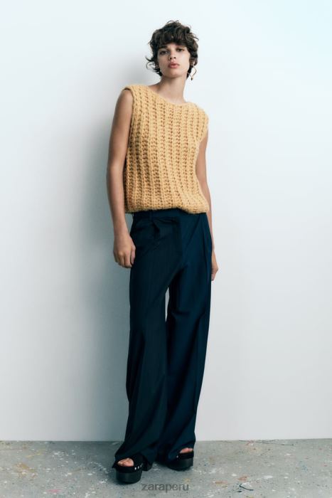 Zara mujer chaleco de punto corto BDP8J196 ropa mostaza