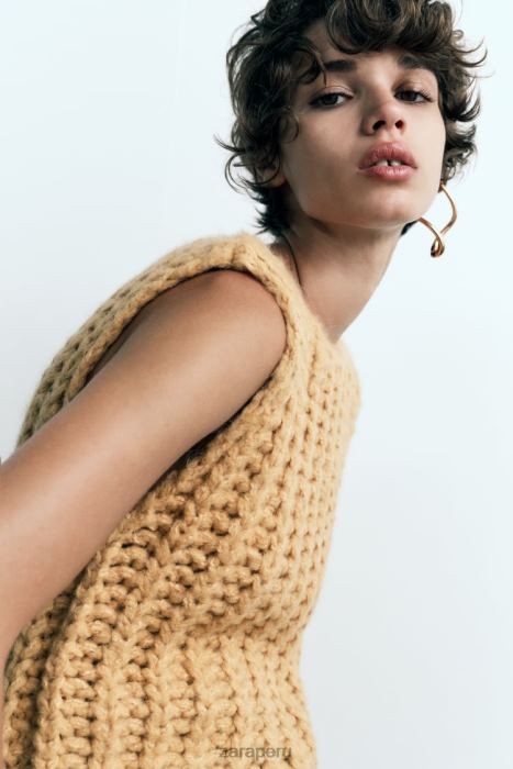 Zara mujer chaleco de punto corto BDP8J196 ropa mostaza