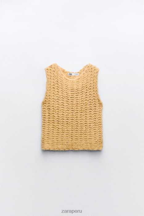 Zara mujer chaleco de punto corto BDP8J196 ropa mostaza