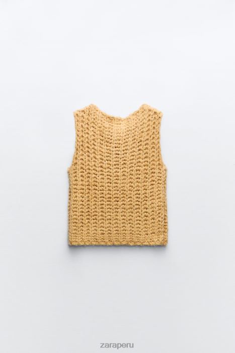 Zara mujer chaleco de punto corto BDP8J196 ropa mostaza
