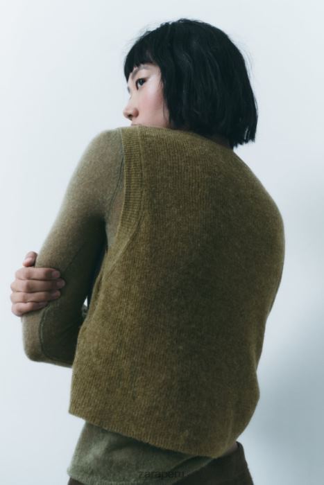 Zara mujer chaleco de punto corto BDP8J203 ropa verde oliva