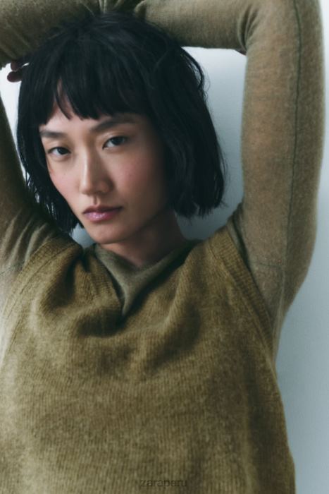 Zara mujer chaleco de punto corto BDP8J203 ropa verde oliva