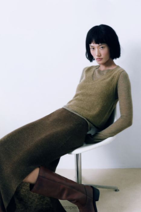 Zara mujer chaleco de punto corto BDP8J203 ropa verde oliva