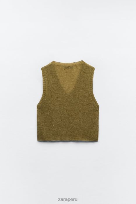 Zara mujer chaleco de punto corto BDP8J203 ropa verde oliva
