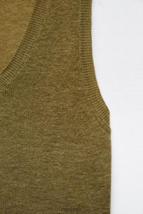 Zara mujer chaleco de punto corto BDP8J203 ropa verde oliva