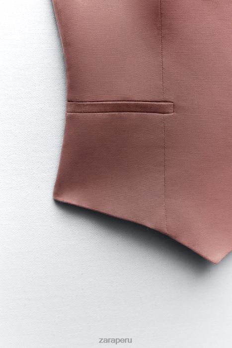 Zara mujer chaleco de sastre en mezcla de lino BDP8J211 ropa Marsala