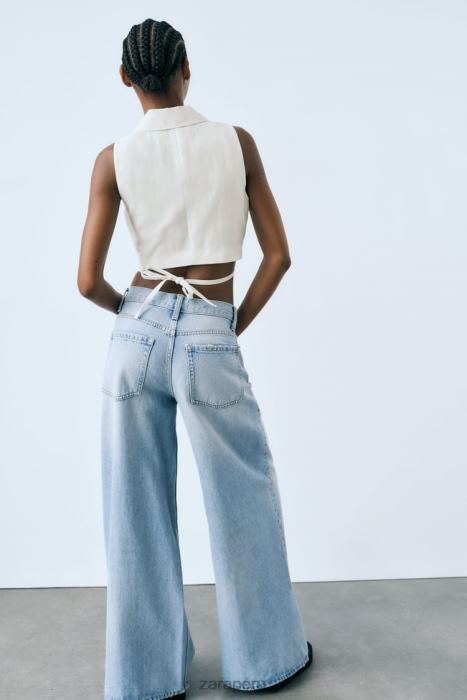 Zara mujer chaleco de sastre en mezcla de lino BDP8J221 ropa ostra blanca