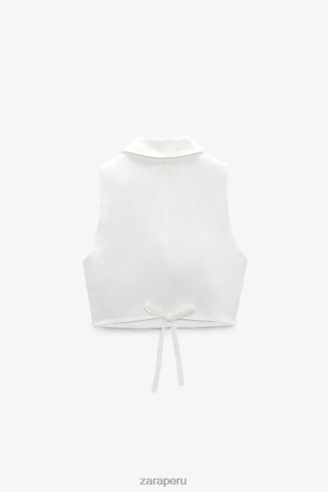 Zara mujer chaleco de sastre en mezcla de lino BDP8J221 ropa ostra blanca
