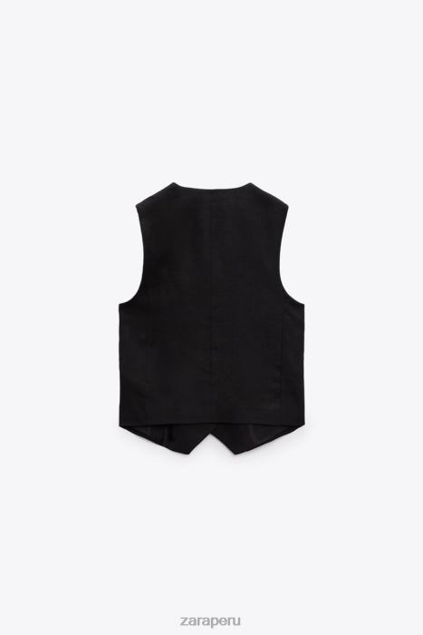 Zara mujer chaleco de vestir en mezcla de lino BDP8J219 ropa negro