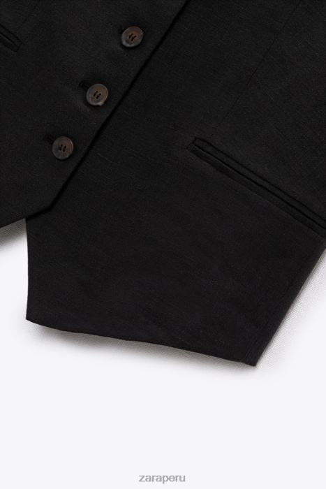 Zara mujer chaleco de vestir en mezcla de lino BDP8J219 ropa negro