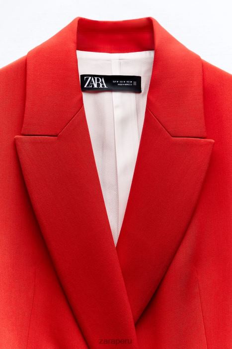 Zara mujer chaleco largo con doble botonadura y cinturón BDP8J209 ropa rojo