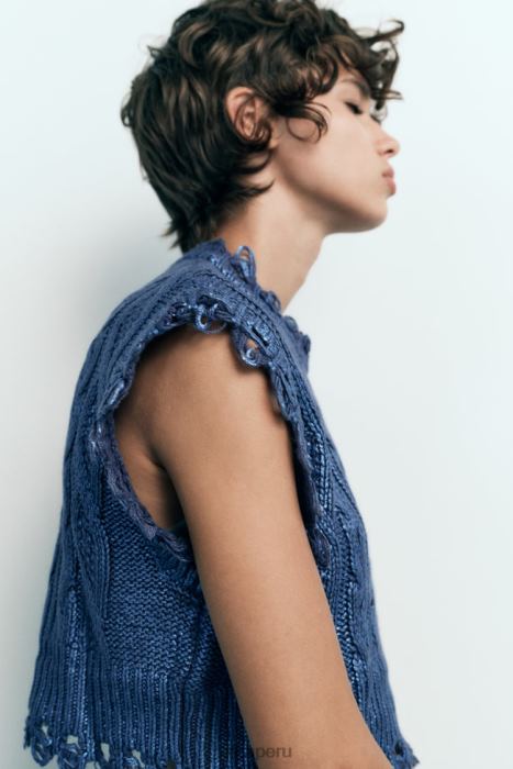Zara mujer chaleco tejido de ochos metalizado BDP8J197 ropa índigo