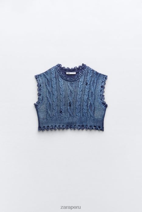 Zara mujer chaleco tejido de ochos metalizado BDP8J197 ropa índigo