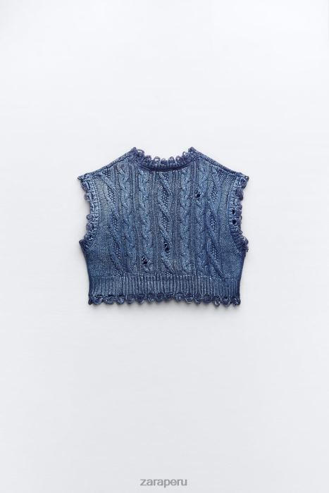 Zara mujer chaleco tejido de ochos metalizado BDP8J197 ropa índigo