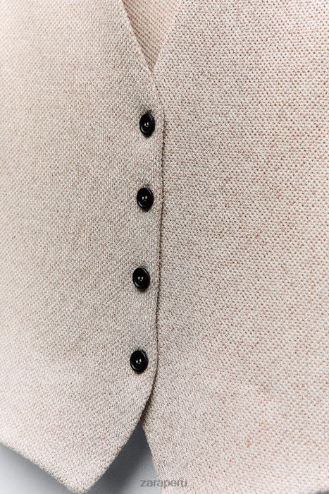 Zara mujer chaleco texturizado en jacquard BDP8J217 ropa marrón topo