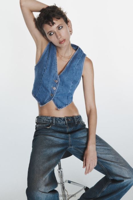 Zara mujer chaleco vaquero corto z1975 BDP8J204 ropa azul medio