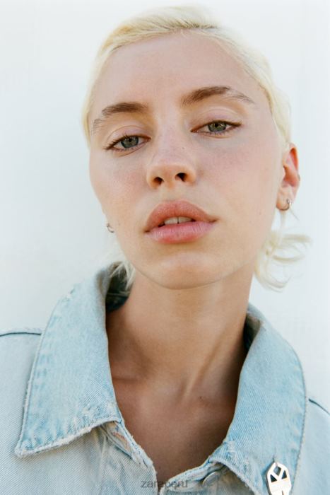 Zara mujer Chaqueta vaquera trf con cintura estilo pantalón. BDP8J114 ropa azul claro