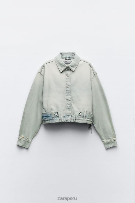 Zara mujer Chaqueta vaquera trf con cintura estilo pantalón. BDP8J114 ropa azul claro