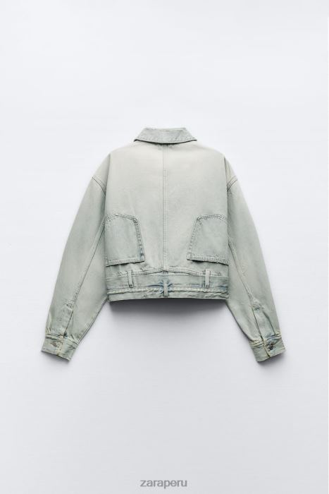 Zara mujer Chaqueta vaquera trf con cintura estilo pantalón. BDP8J114 ropa azul claro