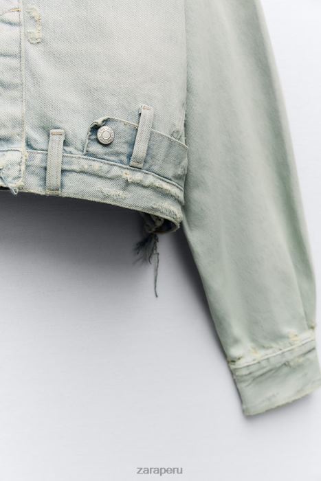 Zara mujer Chaqueta vaquera trf con cintura estilo pantalón. BDP8J114 ropa azul claro