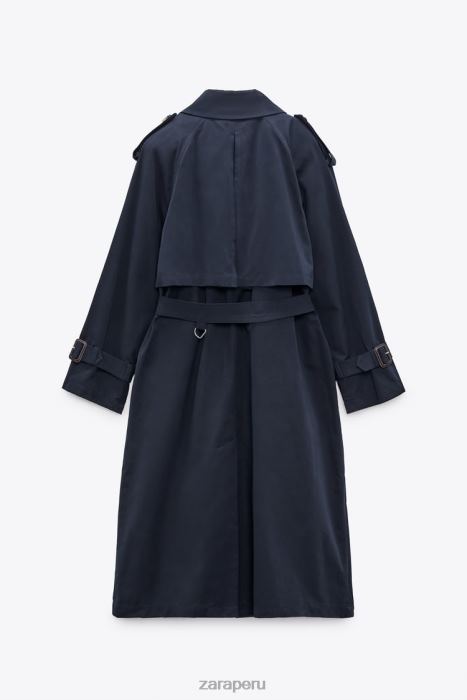 Zara mujer Gabardina oversize repelente al agua con cinturón BDP8J17 ropa Azul marino