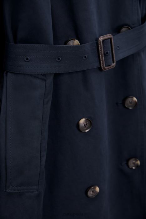 Zara mujer Gabardina oversize repelente al agua con cinturón BDP8J17 ropa Azul marino