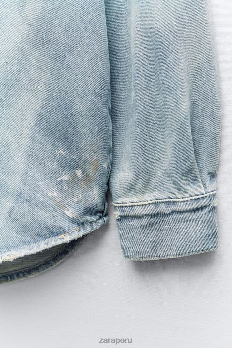 Zara mujer Sobrecamisa vaquera extragrande con salpicaduras de pintura BDP8J110 ropa azul