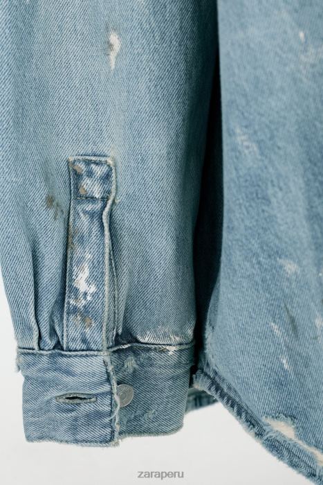 Zara mujer Sobrecamisa vaquera extragrande con salpicaduras de pintura BDP8J110 ropa azul