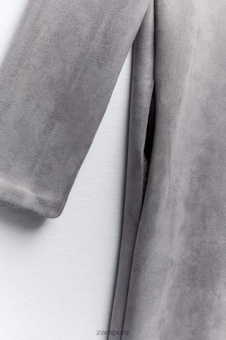 Zara mujer abrigo de gamuza sintética BDP8J65 ropa grisáceo