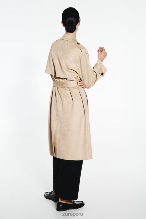 Zara mujer abrigo de gamuza sintética BDP8J83 ropa marrón topo