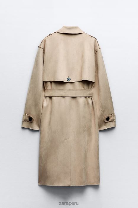 Zara mujer abrigo de gamuza sintética BDP8J83 ropa marrón topo