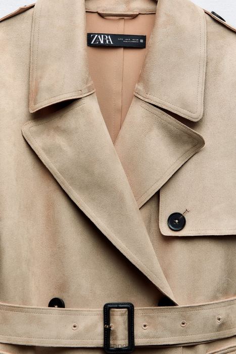 Zara mujer abrigo de gamuza sintética BDP8J83 ropa marrón topo