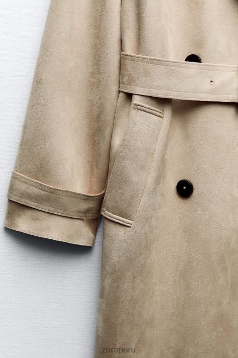 Zara mujer abrigo de gamuza sintética BDP8J83 ropa marrón topo