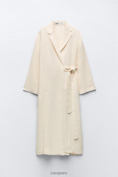 Zara mujer abrigo de lino ventilado edición limitada BDP8J81 ropa vainilla