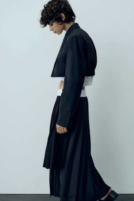 Zara mujer blazer bomber corto a rayas BDP8J143 ropa azul