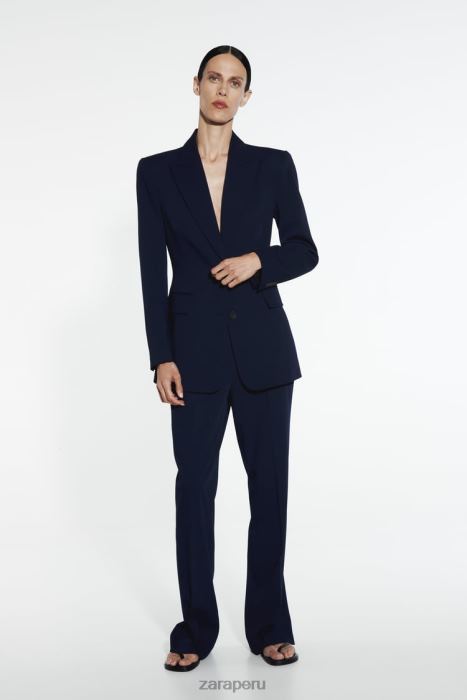 Zara mujer blazer con costuras ajustadas BDP8J146 ropa Azul marino