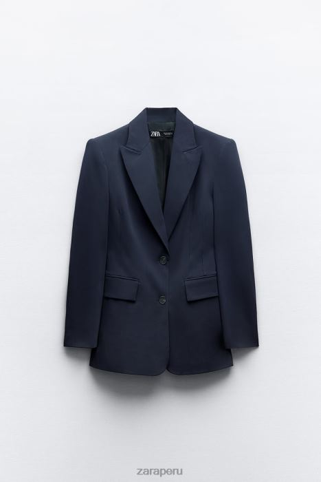 Zara mujer blazer con costuras ajustadas BDP8J146 ropa Azul marino