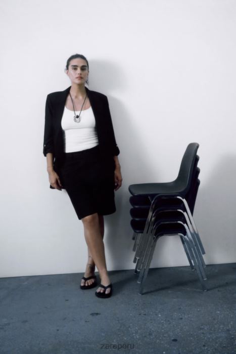 Zara mujer blazer con mangas remangadas BDP8J155 ropa negro