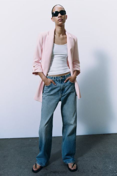 Zara mujer blazer con mangas remangadas BDP8J170 ropa rosa