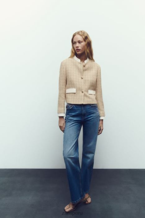 Zara mujer blazer corto texturizado BDP8J169 ropa multicolor