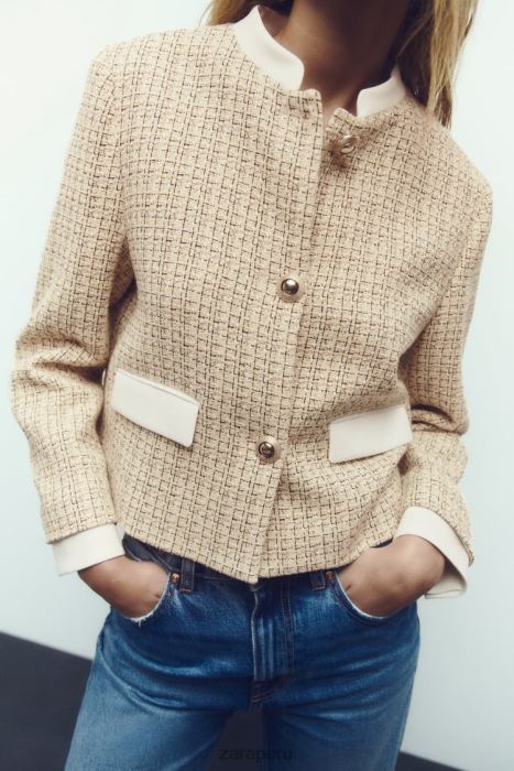Zara mujer blazer corto texturizado BDP8J169 ropa multicolor